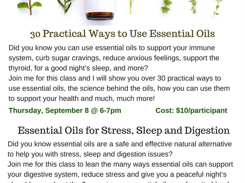 Essential Oils Classes in September
