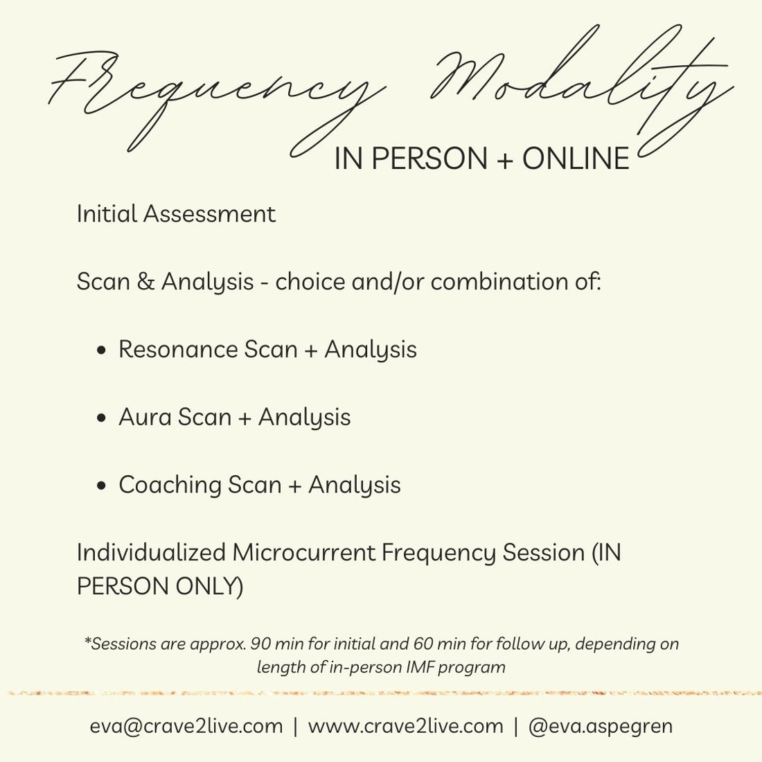Frequency modality: in person and online
